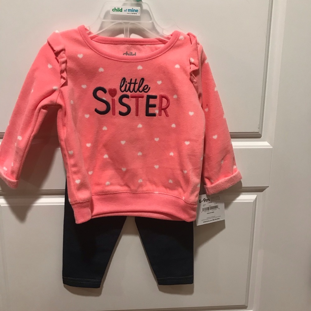 Little sister fleece shirt/ jegging set
